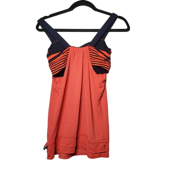 Lululemon Womens Orange and Blue Striped Run Back On Track Tank Top Size 6 - Picture 2 of 9